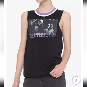 Hot Topic Beetlejuice Lydia Black & White Photo Girls Muscle Tank Top Juniors XL